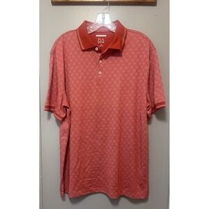 Jos. A. Bank Polo Shirt Men's Medium Red with Geometric Pattern